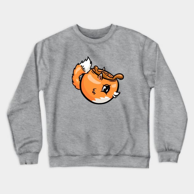 Fox Cute Coffee Cup Cartoon Illustration Crewneck Sweatshirt by Squeeb Creative